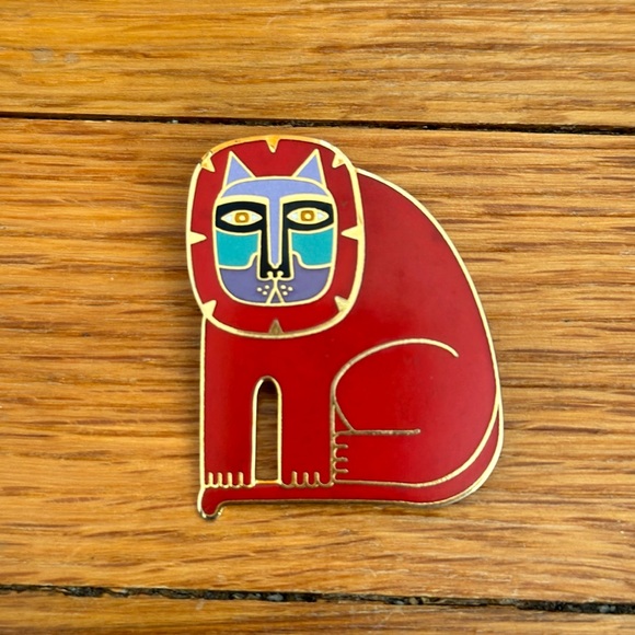 Signed Laurel Burch Broach, Red and gold and purple and green enamel. - Picture 1 of 3
